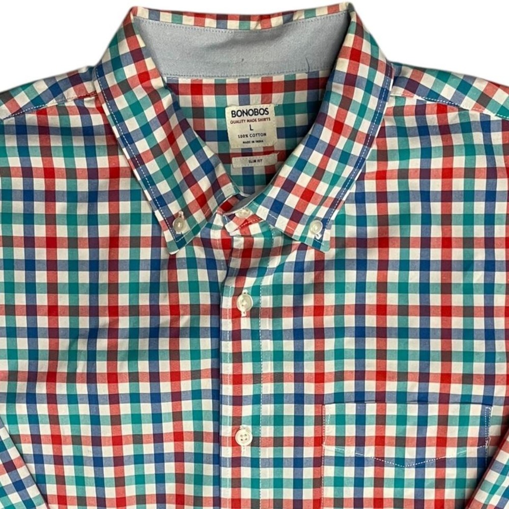 Bonobos Plaid Slim Fit Long Sleeve Button Down Dress Shirt Men's Large